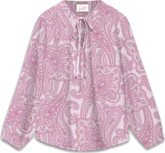 MC2 Saint Barth Zijden Voile Kasjmierprint Damesblouse - Dames - Blouses - Veelkleurig - M - Kasjmier - Overhemden