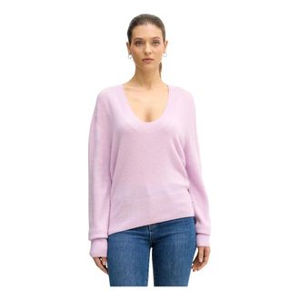 Benetton Trui met ronde hals - Dames - V-hals truien - Paars - S - Wol - Truien & Vesten