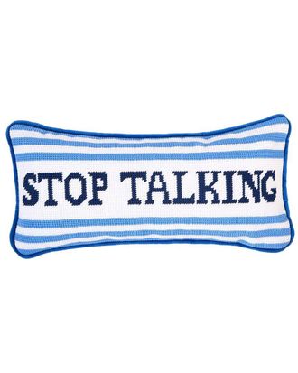 Two's Company Stop Talking 6 X13 Needlepoint Pillow