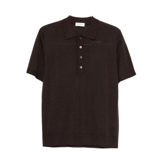 Paolo Pecora Round-neck Knitwear, male, Brown, Size: XL Knit Polo