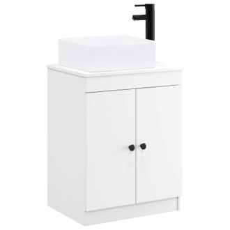 vidaXL Juego De Muebles De Ba&ntilde;o Blanco Madera De Ingenier&iacute;a Vidaxl