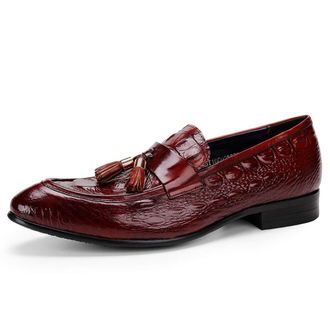 Generic Mens Formal Leather Mocassin Shoes Business Casual Loafers Tassel Dress Shoes,Burgundy,8