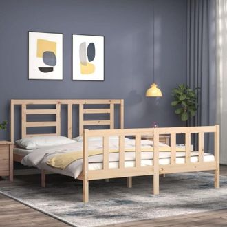 vidaXL Estructura De Cama De Matrimonio Con Cabecero Madera Maciza Vidaxl