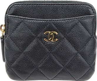 Chanel Black Grained Calfskin Coin Purse/Coin Case (Pre-Owned)