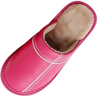 Generic Womens Winter Waterproof Cotton Slippers, Warm and Comfortable,Fuchsia,4.5 UK
