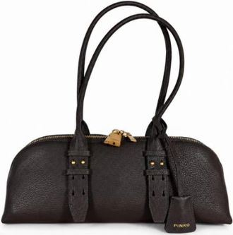 Pinko Bowling Big - Dames - Schoudertassen - Bruin - ONE Size - Leer - Tassen