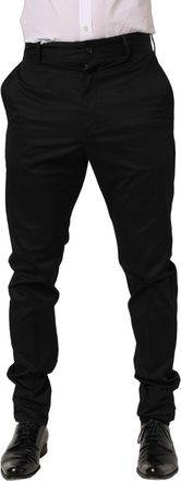 Dolce & Gabbana Mens Cotton-Elastane Tapered Leg Trousers Black
