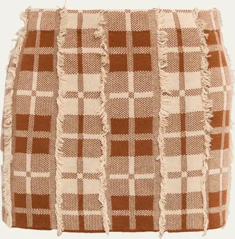 Guest In Residence Fringe Plaid Mini Skirt