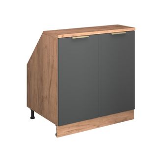 Vicco Armario De Cocina Para Techo Inclinado R-line, Antracita-oro, 80 Cm Con 2 Puertas, 60 Cm De Profundidad, Vicco
