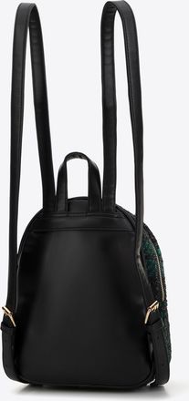 Wittchen Damesrugzak in zwart en groen polyester boucl&eacute;-materiaal