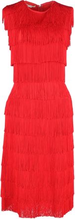 Stella McCartney Stella McCartney Emma midi-jurk met franjes in rood polyester