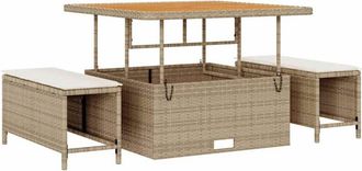 vidaXL Vidaxl - Conjunto De Sof&aacute; De Jard&iacute;n Con Coj&iacute;n Manual 8 Pcs Beige Y Crema