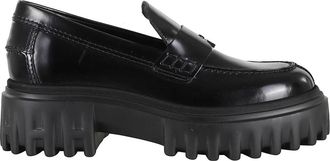Hogan Zwarte Loafer van Lakleer met Rubberen Zool - Dames - Loafers - Zwart - 39 EU - Leer - Schoenen