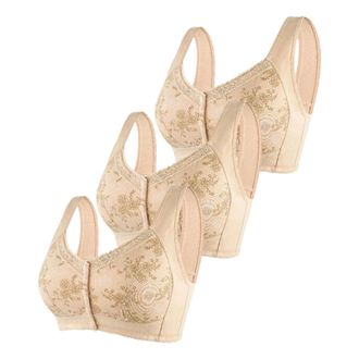 Generic 3 Pack of Daisy Bra for Women,Lisa Charm Daisy Bra for Seniors,Front Closure T Shirt Full Coverage Bralette Vest Wireless Bras with Support and Lift (