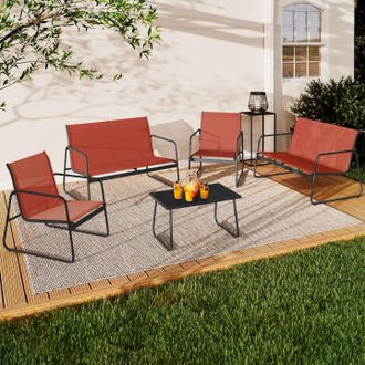 IDMarket Idmarket - Conjunto De Muebles Bajos De Jard&iacute;n Malaga De 6 Plazas Con 2 Sof&aacute;s, Sillones Y Mesa De Terracota
