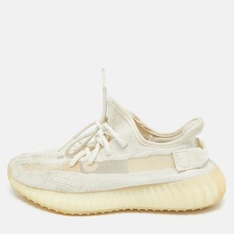 adidas Cream Knit Fabric Boost 350 V2 Sneakers Size 38