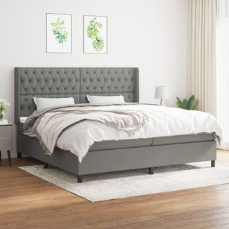 vidaXL Vidaxl - Cama Box Spring Con Colch&oacute;n Tela Gris Oscuro 200x200 Cm