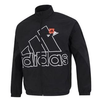 adidas Mens adidas Mh Bp3 Wvjkt Large Logo Athleisure Casual Sports Woven Jacket Autumn Black HP1433