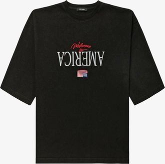 Willy Chavarria Baumwoll-T-Shirt mit Stickerei vorne