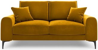 BLOOMINGLOFT 2-Sitzer Designsofa Madara mit Samtbezug - Beine Schwarz