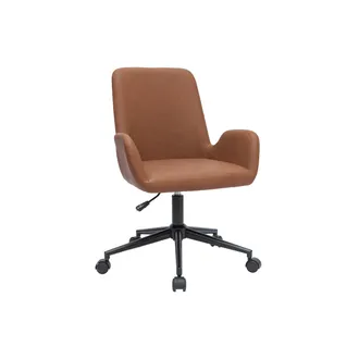 Miliboo Miliboo - Silla De Escritorio De Poliuretano Marr&oacute;n Y Metal Negro Alban