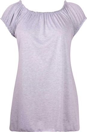 Purple Hanger Womens Plus Size Short Sleeve Ladies Elasticated Neck Long Tunic Plain Gypsy Top Light Grey 26 (4)