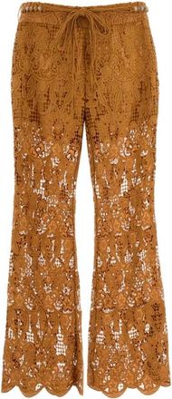 Zimmermann Coco Lace Flare Pant - Dames - Wijde Broeken - Oranje - S - Katoen - Broeken