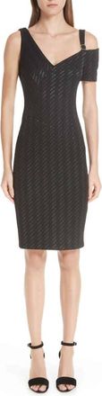 Yigal AzrouËl Stretch Weave Midi Cold Shoulder Dress In Black