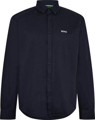 HUGO BOSS Herenkatoenen shirt met Motion-logo (Donkerblauw)