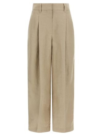 Brunello Cucinelli Beige Linen Casual Womens Pants