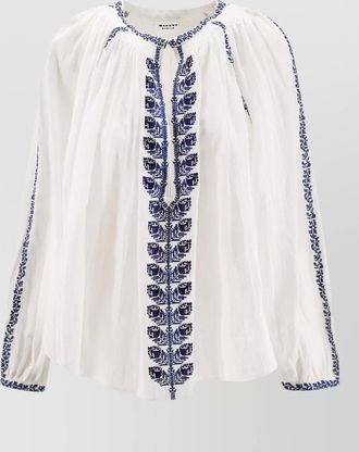 Isabel Marant embroidered cotton long-sleeve blouse