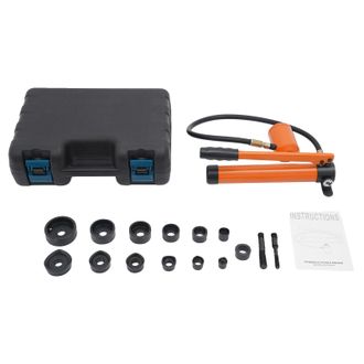 OEM Juego De Punzonado Hidr&aacute;ulico, Fuerza De 80 Kn, Incluye 6 Matrices De Punzonado, Color Naranja