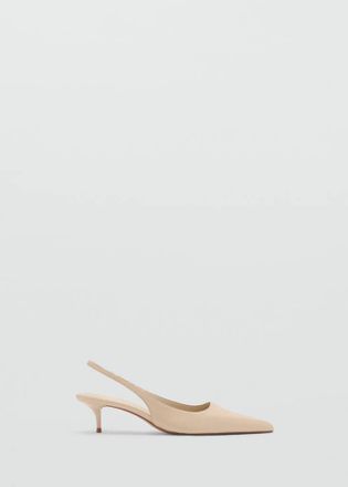 Mango Scarpa tacco pelle punta grezzo - Donna - 35 - MANGO