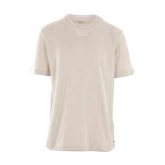 Eleventy T-Shirts, male, Beige, Size: 2XL Beige Cotton T-shirt with Grey Details