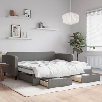 vidaXL Vidaxl - Sof&aacute; Cama Nido Con Cajones Tela Gris Oscuro 100x200 Cm