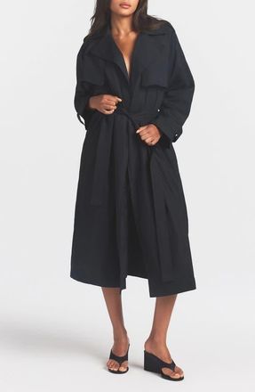 SKIMS Oversize Trench Coat in Onyx at Nordstrom, Size X-Large