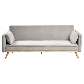 Beliani Beliani - Sof&aacute; Cama De Tela Mecanismo Clic-clac Para Dormir Minimalista Gris Asaa
