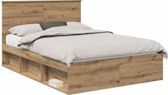 vidaXL Estructura De Cama Con Cabecera Roble Artesanal 140 X 190 Cm Vidaxl
