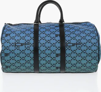 Off-white Borsone Duffle in Pelle Vegan con Monogram Stampato All-Over Off-White