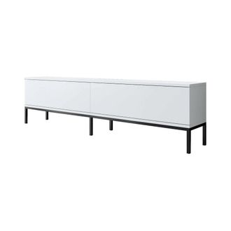 Dmora Mueble de televisi&oacute;n efecto madera blanco negro 180x30 cm