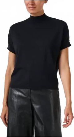 Elliott Lauren Mock Neck Short Sleeve Top In Black