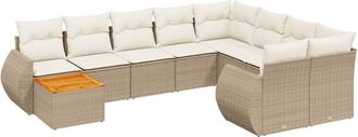 vidaXL Juego De Sof&aacute;s Jard&iacute;n Con Cojines Beige 10 Pzas Rat&aacute;n Sint&eacute;tico Vidaxl