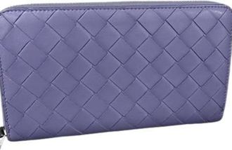 Bottega Veneta Purple Leather Long Wallet (Bi-Fold) (Pre-Owned)