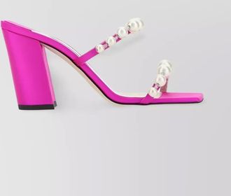 Jimmy Choo London satin pearl-embellished mules