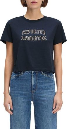 Favorite Daughter Cropped Collegiate Tee in Navy/burgundy at Nordstrom, Size X-Small