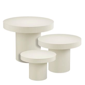 MiCa Decorations Mesa auxiliar lux blanco roto h55xb70xl70cm