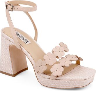 Badgley Mischka Waverly Ankle Strap Platform Sandal in Beige Leather at Nordstrom, Size 6.5