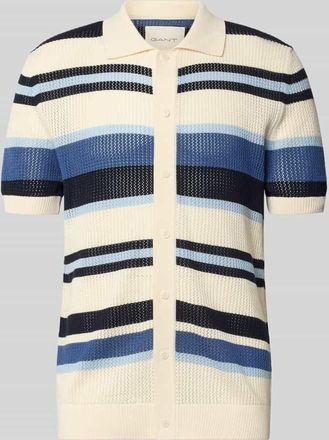 GANT Slim Fit Poloshirt in Strick-Optik in Royal, Gr&ouml;&szlig;e XXXL