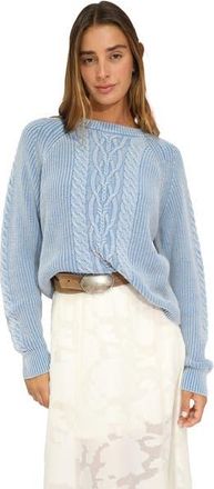 Belle & Bloom Hudson Street Cable Garment Dyed Sweater in Dark Blue at Nordstrom, Size X-Small