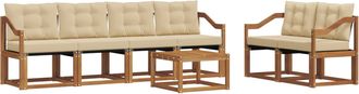 vidaXL Conjunto De Sof&aacute;s De Exterior 7 Uds. Natural Y Beige Vidaxl